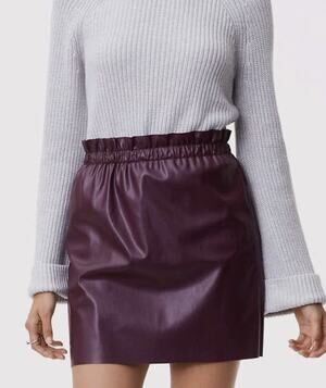 Ann Taylor LOFT Medium Pull-on Faux Leather Shift Skirt Deep Cabernet Color